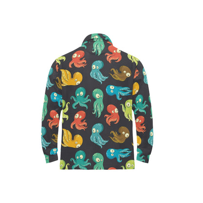 Octopus Pattern Print Design A01 Long Sleeve Polo Shirt For Men's