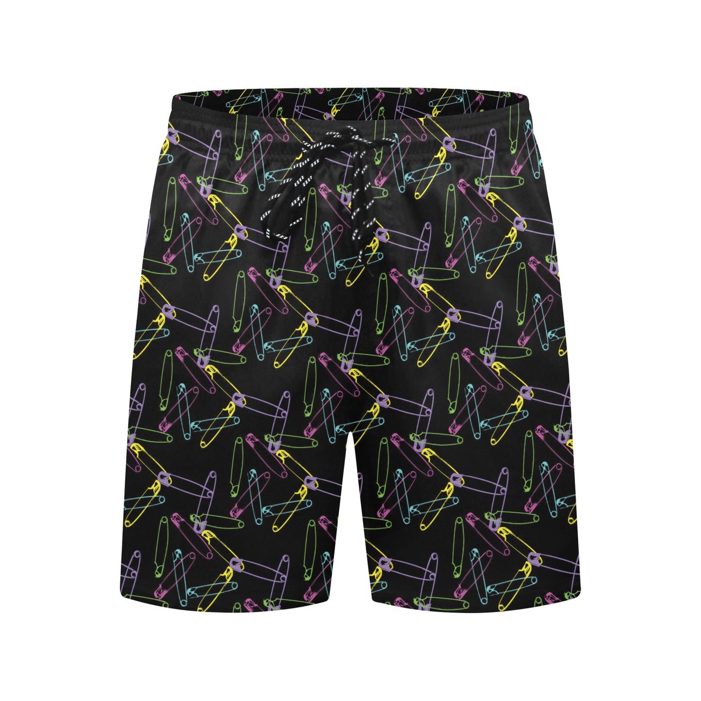 Safety Pin Print Design LKS304 Men's Swim Trunks Beach Shorts