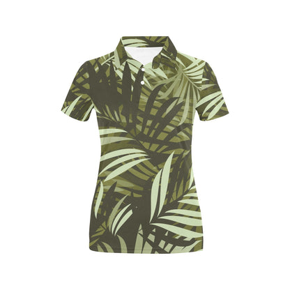 Palm Leaves Pattern Print Design PL05 Women's Polo Shirt