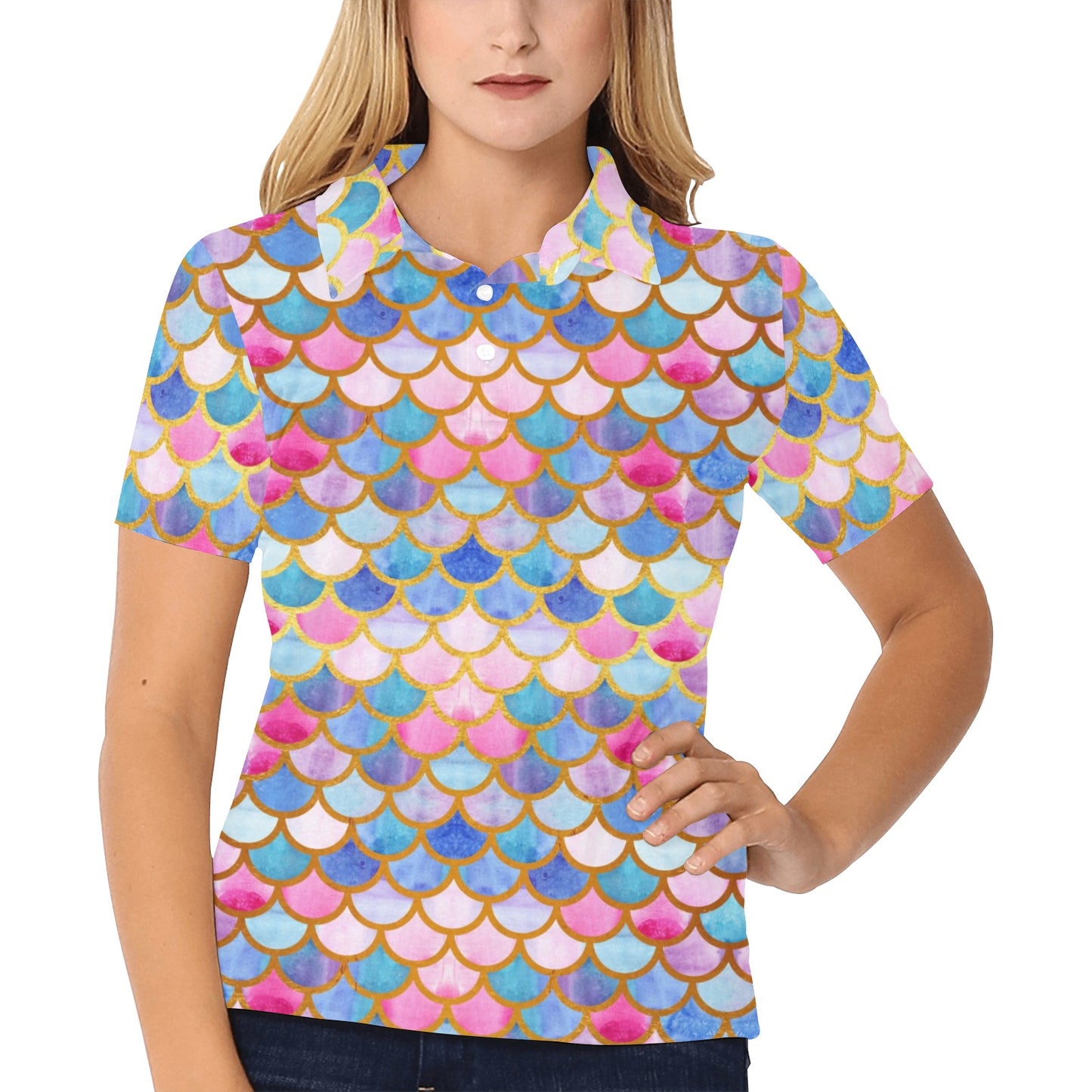 Scales Print Design LKS401 Women's Polo Shirt