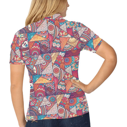 Patchwork Print Design LKS401 Women's Polo Shirt