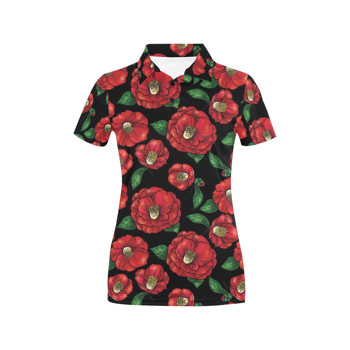 Camellia Pattern Print Design CM07 Women's Polo Shirt