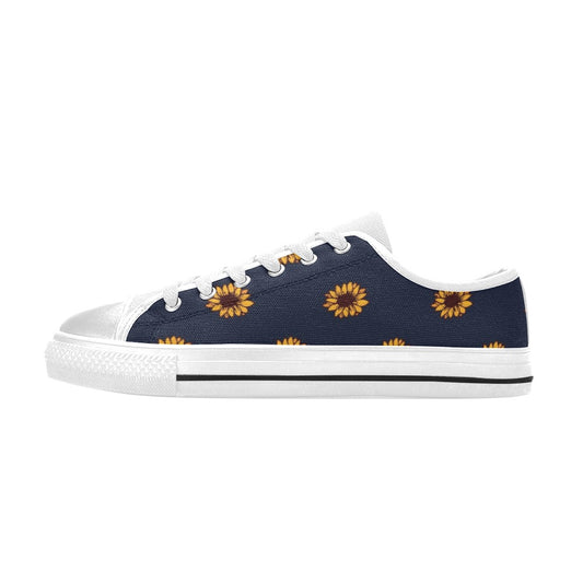 Sunflower Print Design LKS304 Women's White Low Top Shoes