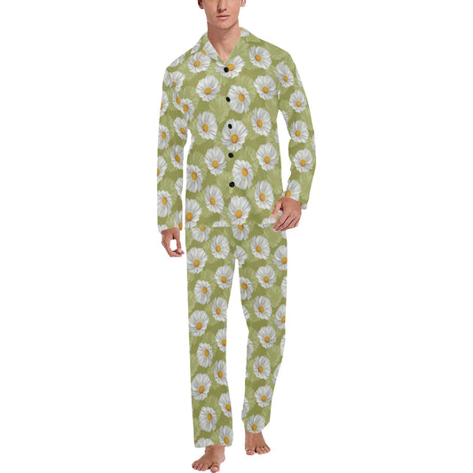 Daisy Pattern Print Design DS06 Men's Long Pajama Set