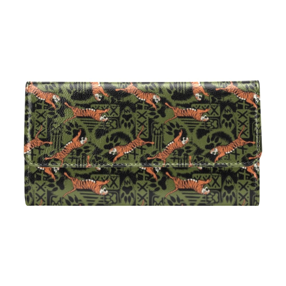 Tiger Pattern Print Design LKS303 Women's Trifold Wallet