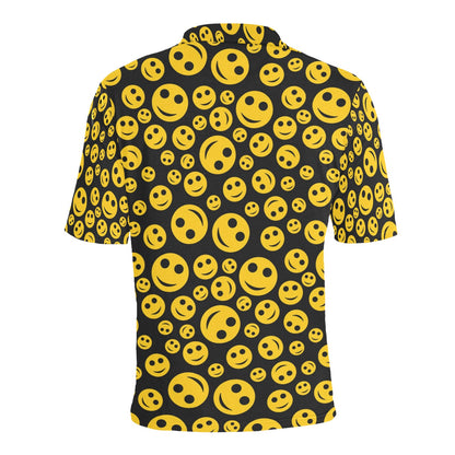 Smiley Face Emoji Print Design LKS304 Men Polo Shirt