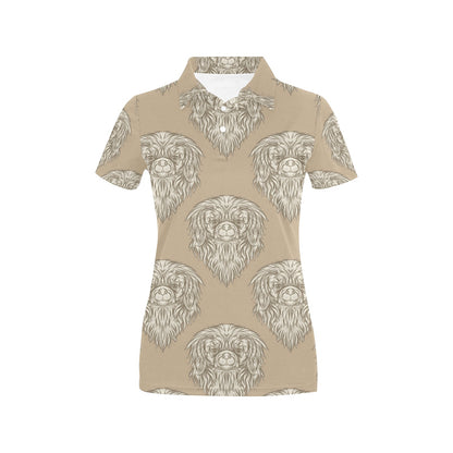 Pekingese Pattern Print Design A01 Women's Polo Shirt