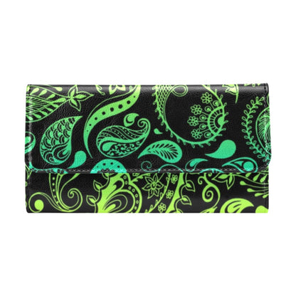 Paisley Green Design Print Women's Trifold Wallet
