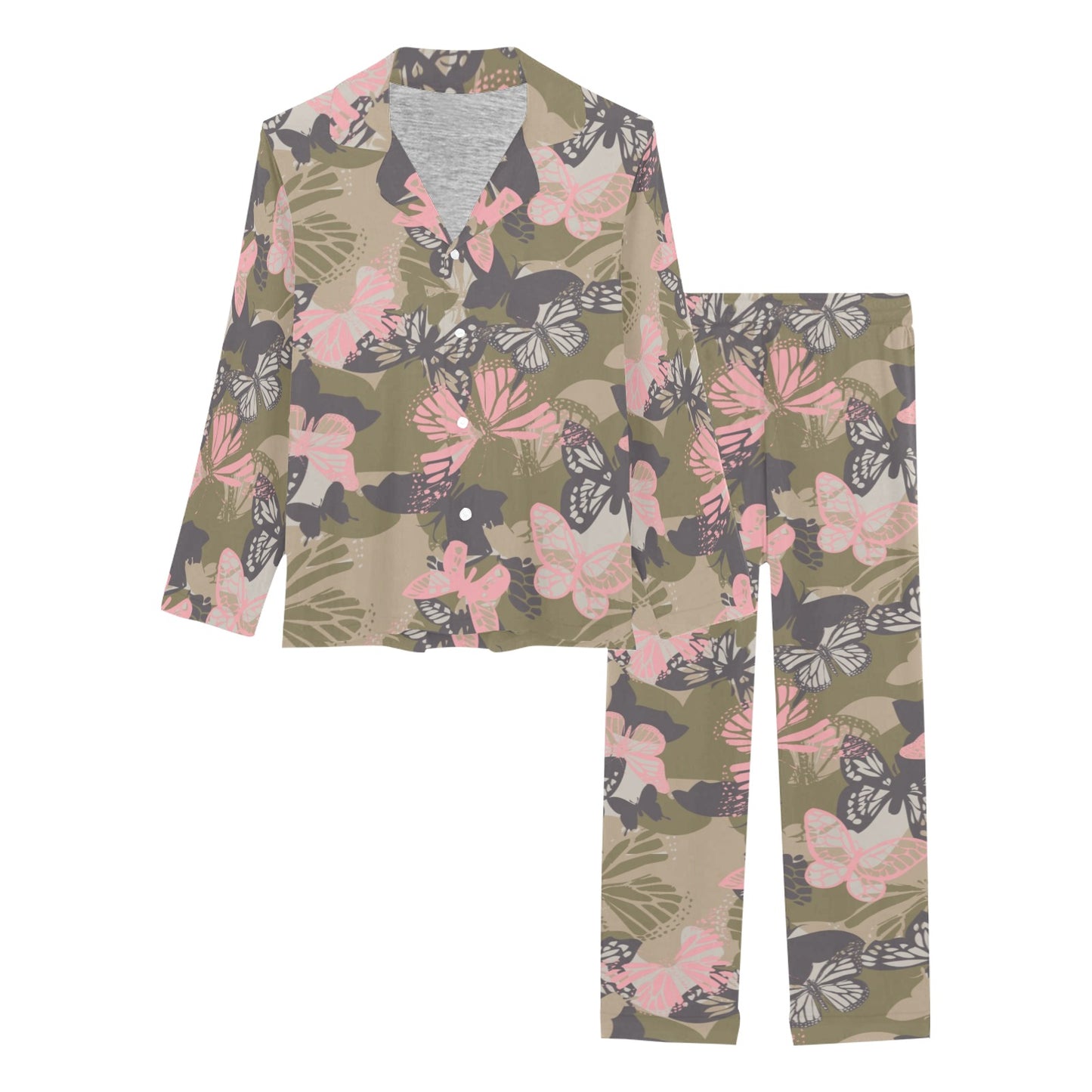 Butterfly camouflage Women's Long Pajama Set