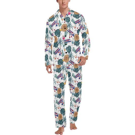 Aloha Hawaii Beach Pattern Print Design 04 Men's Long Pajama Set