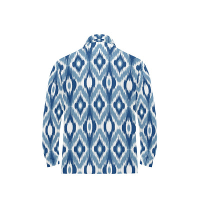 Ikat Pattern Print Design 03 Long Sleeve Polo Shirt For Men's