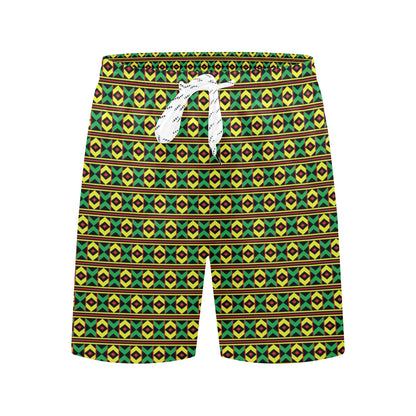 African Geometric Print Pattern Men's Swim Trunks Beach Shorts