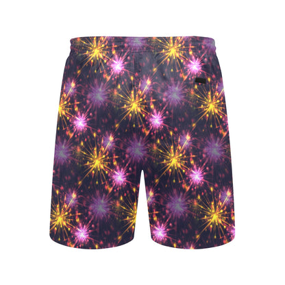 Firework Print Design LKS303 Men's Swim Trunks Beach Shorts