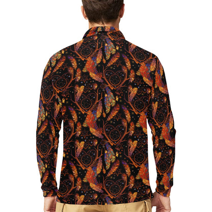 Dream Catcher Native American Design Long Sleeve Polo Shirt For Men's