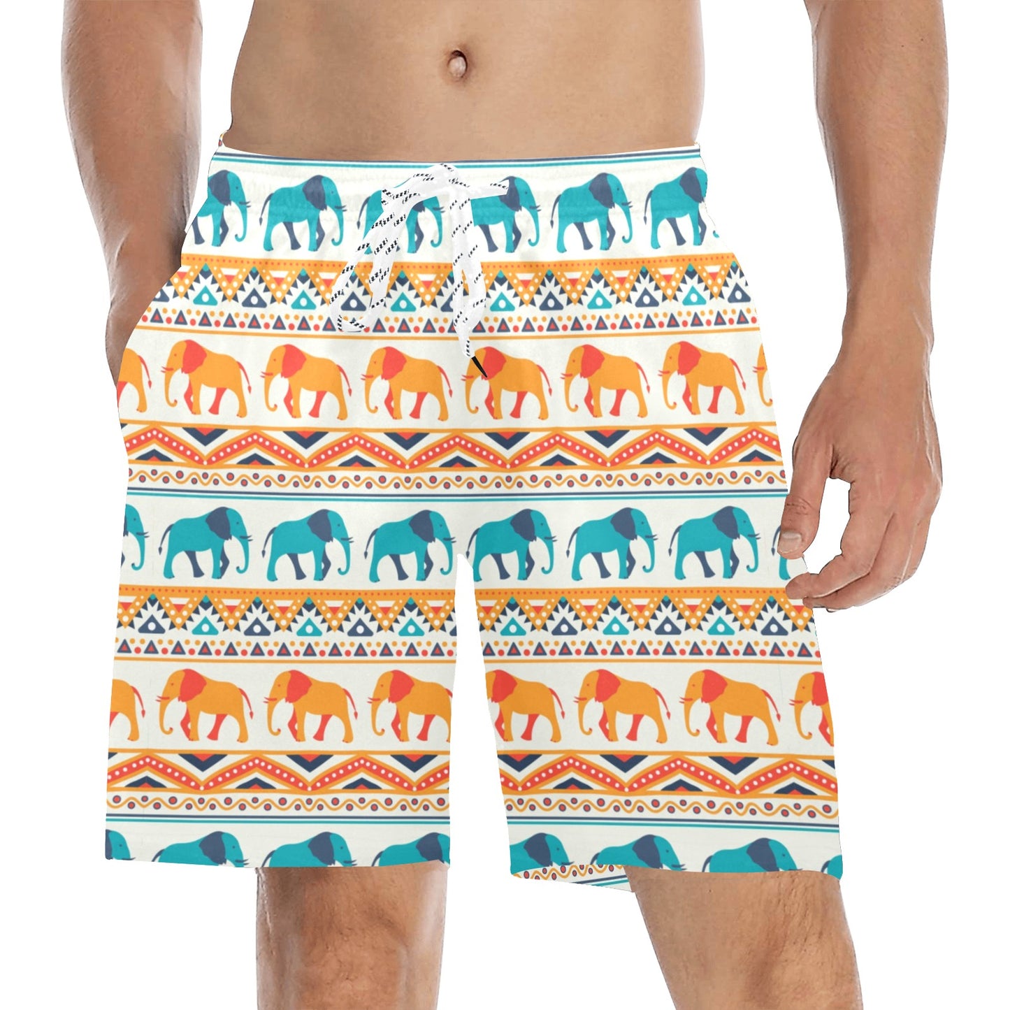 Elephant Aztec Ethnic Print Pattern Men's Swim Trunks Beach Shorts
