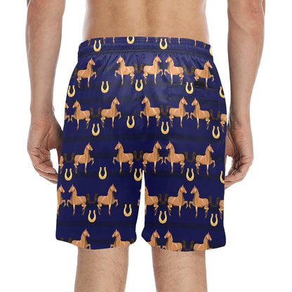 Horse Luxury Themed Pattern Print Men's Swim Trunks Beach Shorts