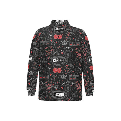 Casino Pattern Print Design 04 Long Sleeve Polo Shirt For Men's
