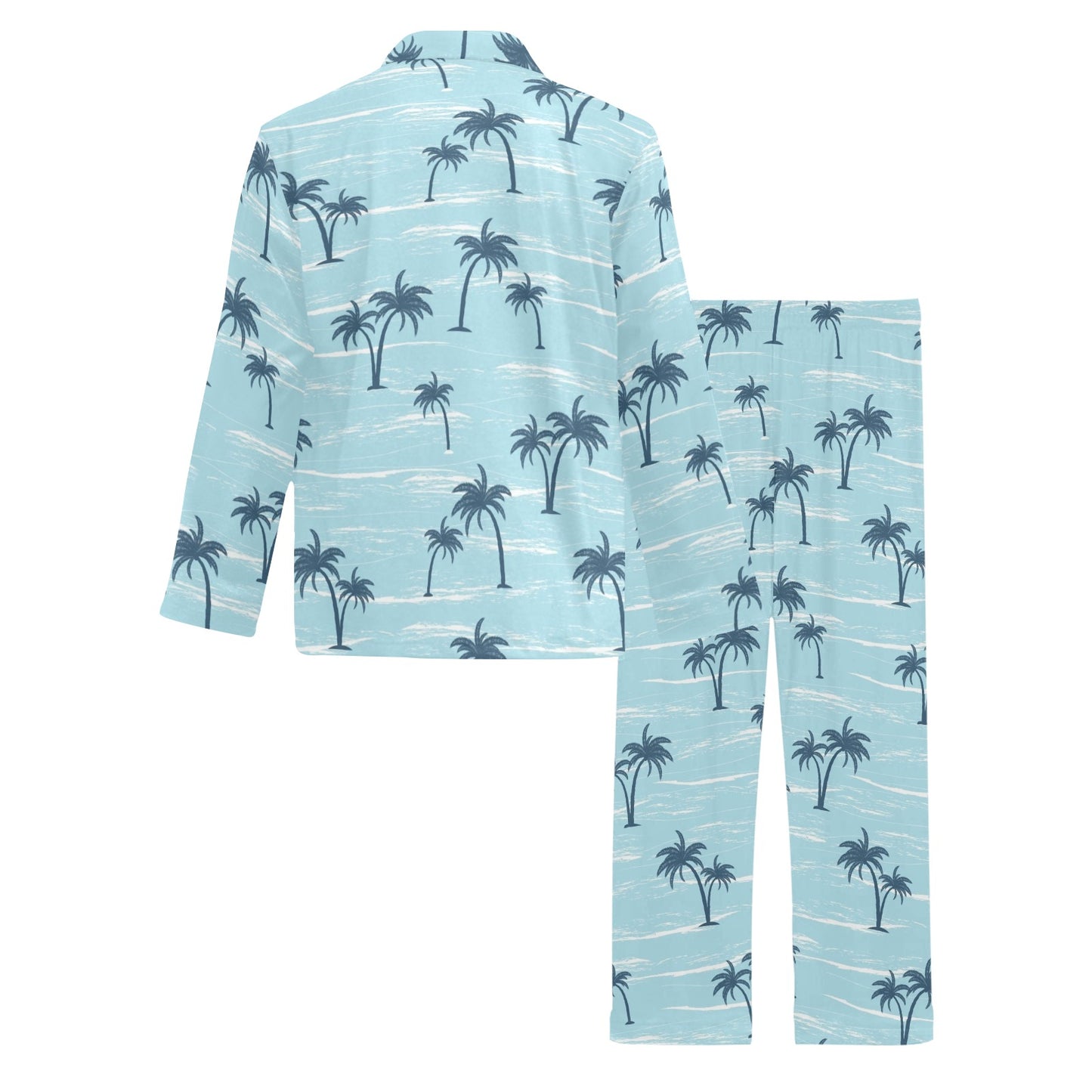 Palm Tree Pattern Print Design PT04 Men's Long Pajama Set