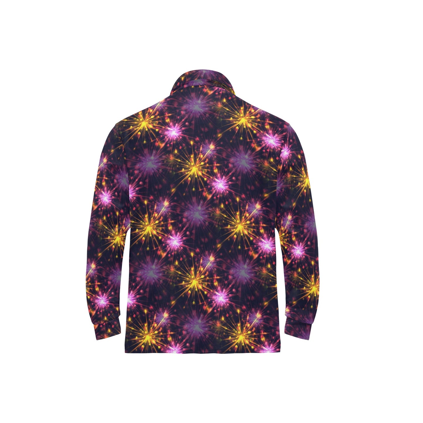 Firework Print Design LKS303 Long Sleeve Polo Shirt For Men's