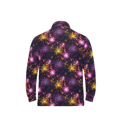 Firework Print Design LKS303 Long Sleeve Polo Shirt For Men's