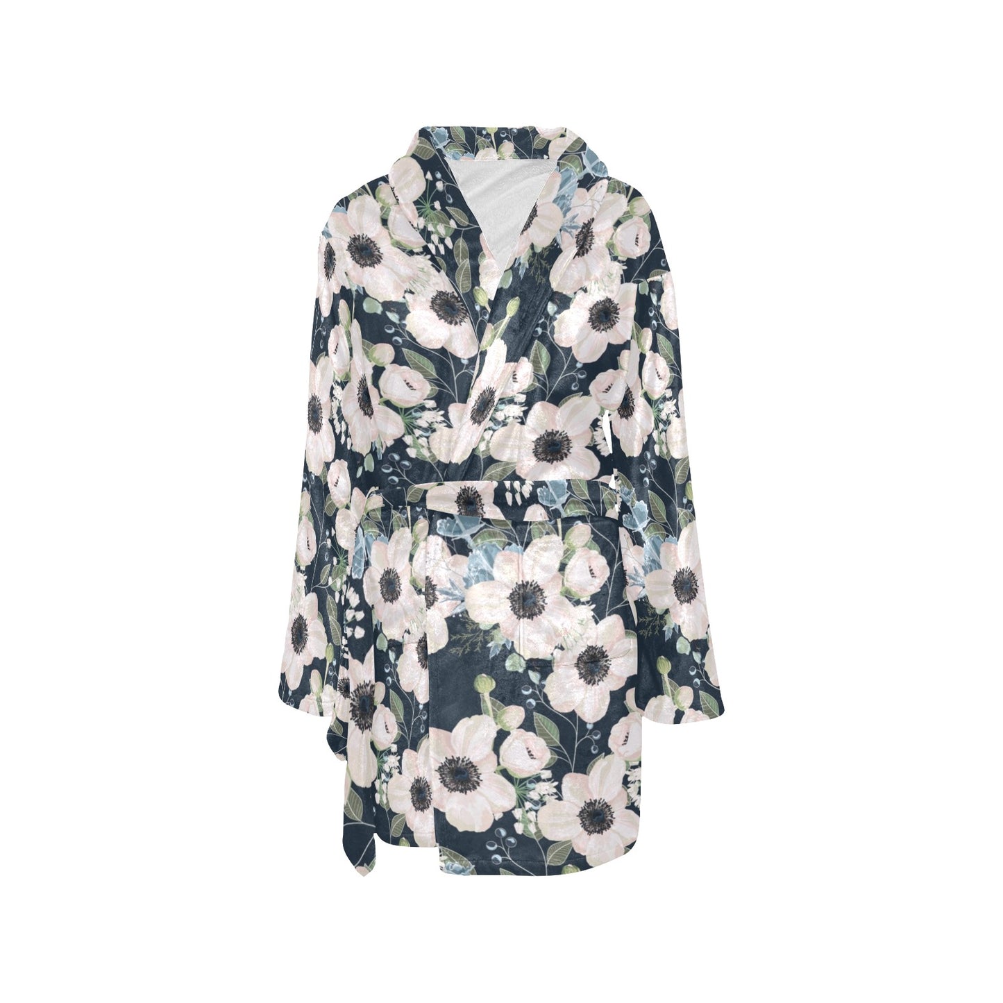 Anemone Pattern Print Design AM02 Women's Fleece Robe