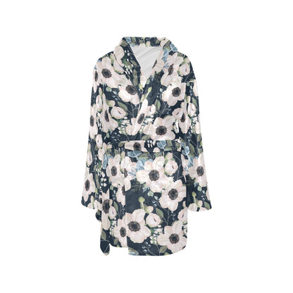Anemone Pattern Print Design AM02 Women's Fleece Robe