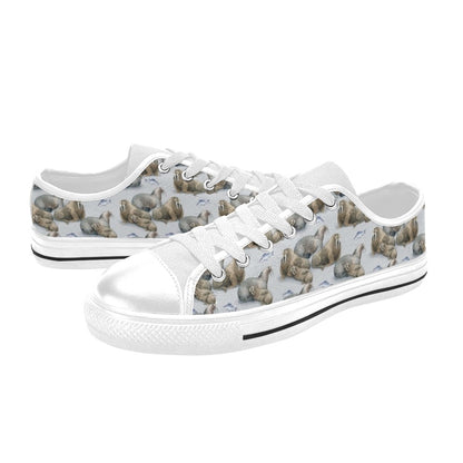 Walrus Print Design LKS401 Women's White Low Top Shoes