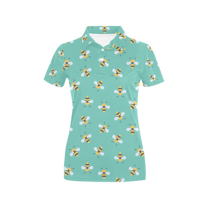 Bee Pattern Print Design 01 Women's Polo Shirt
