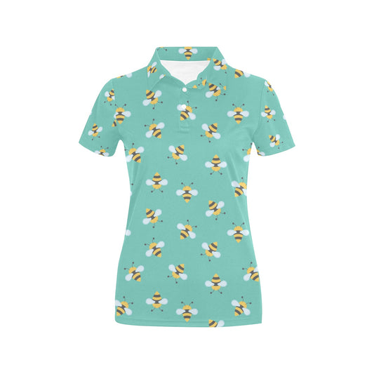 Bee Pattern Print Design 01 Women's Polo Shirt