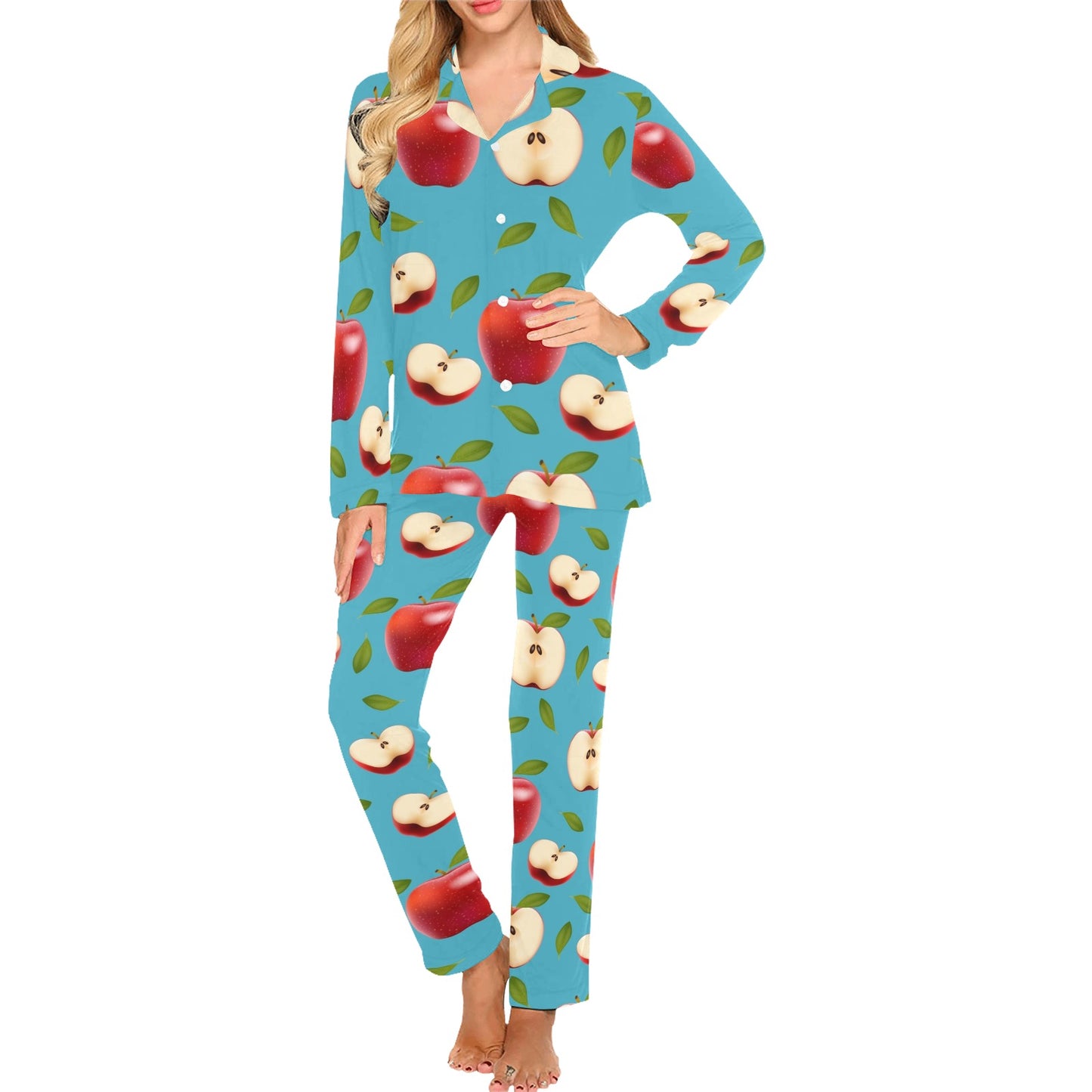 Apple Pattern Print Design AP012 Women's Long Pajama Set