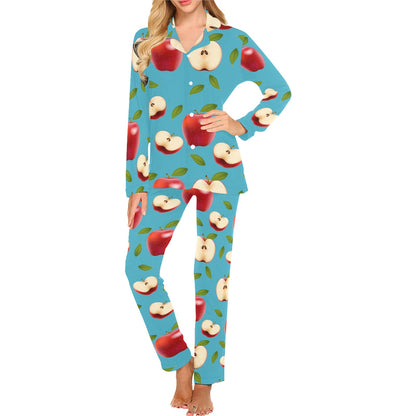 Apple Pattern Print Design AP012 Women's Long Pajama Set