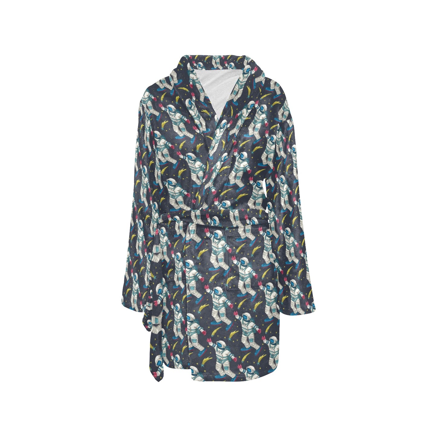 Astronaut Pattern Print Design 04 Women's Fleece Robe