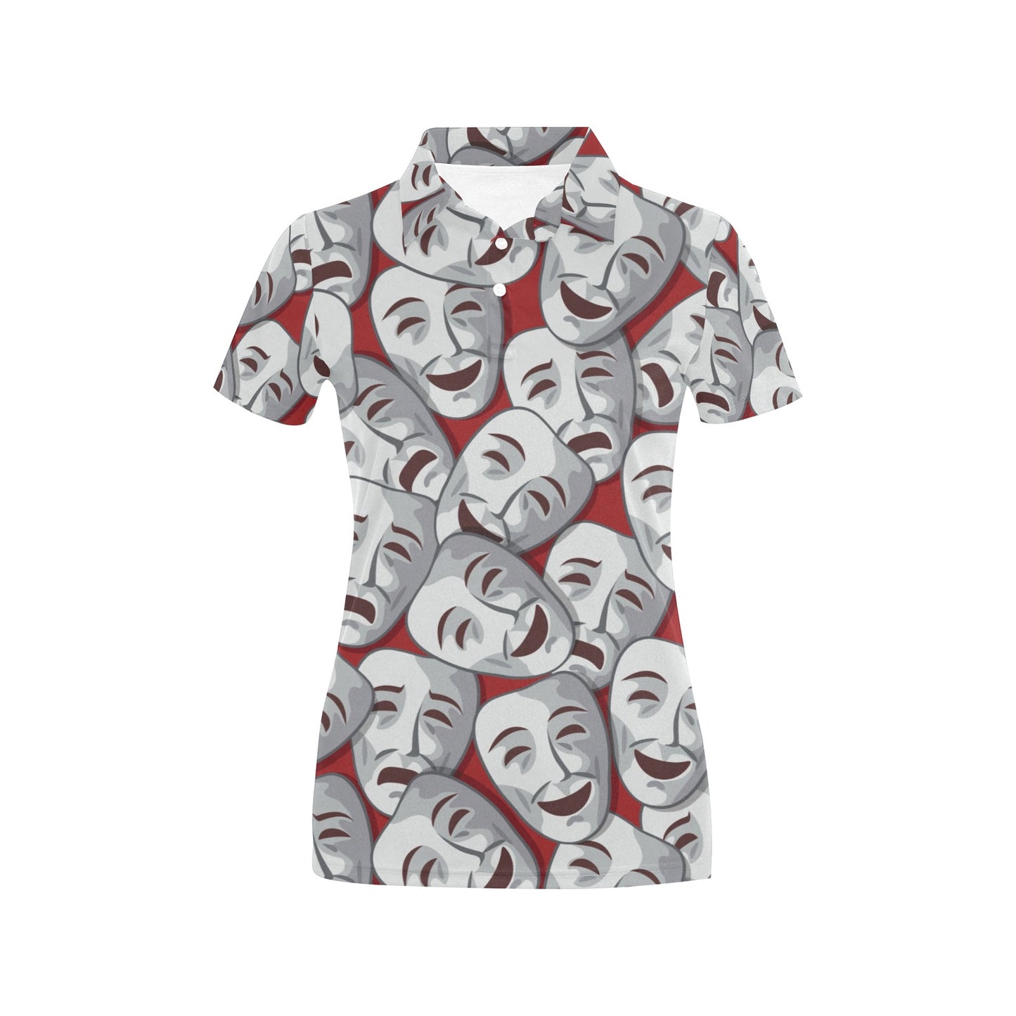 Acting Mask Pattern Print Design 01 Women's Polo Shirt