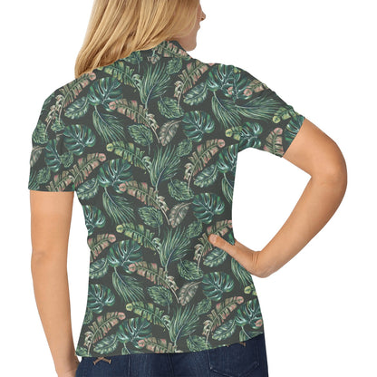 Banana Leaf Pattern Print Design 05 Women's Polo Shirt