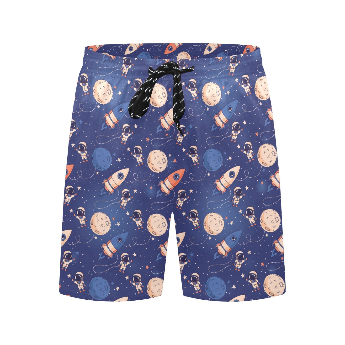 Space Astronaut Rocket Print Design LKS304 Men's Swim Trunks Beach Shorts