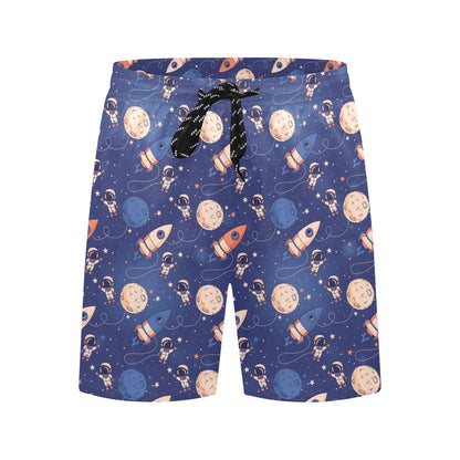 Space Astronaut Rocket Print Design LKS304 Men's Swim Trunks Beach Shorts