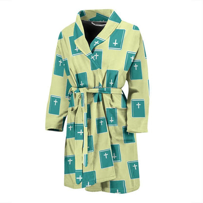 Bible Pattern Print Design 04 Men Bathrobe-JORJUNE.COM