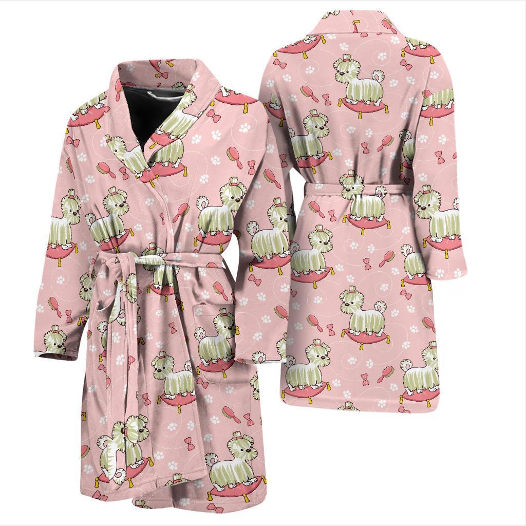 Bichons Frise Pattern Print Design 01 Men Bathrobe-JORJUNE.COM