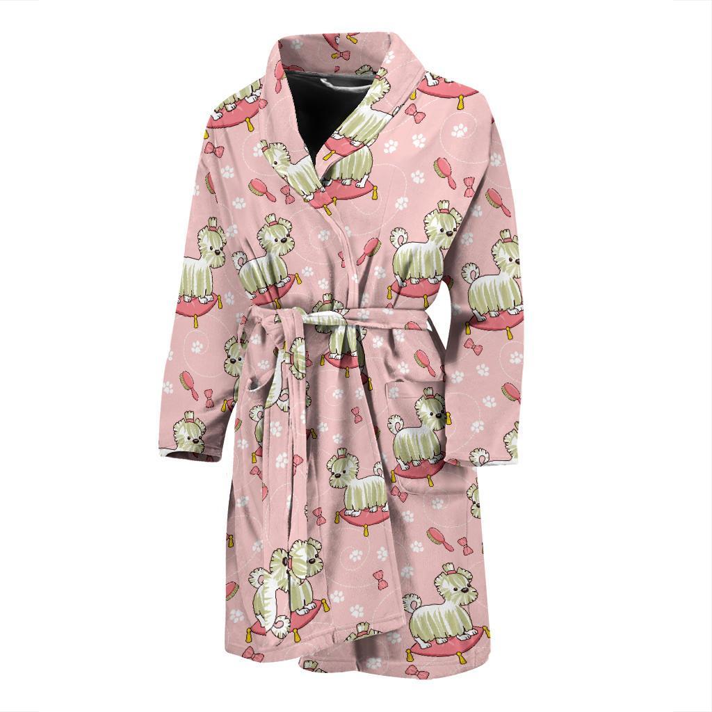 Bichons Frise Pattern Print Design 01 Men Bathrobe-JORJUNE.COM