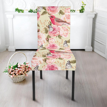 Bird Butterfly Pink Flower Print Pattern Dinning Chair Slipper-JTAMIGO.COM