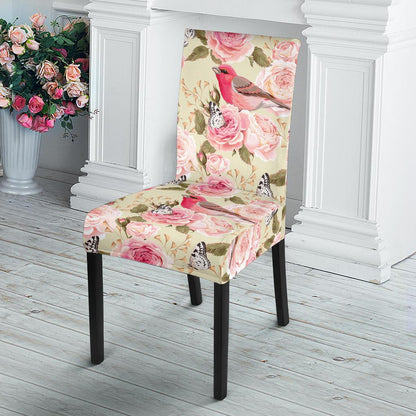 Bird Butterfly Pink Flower Print Pattern Dinning Chair Slipper-JTAMIGO.COM