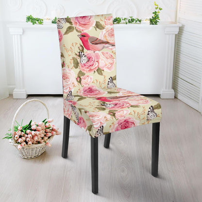 Bird Butterfly Pink Flower Print Pattern Dinning Chair Slipper-JTAMIGO.COM