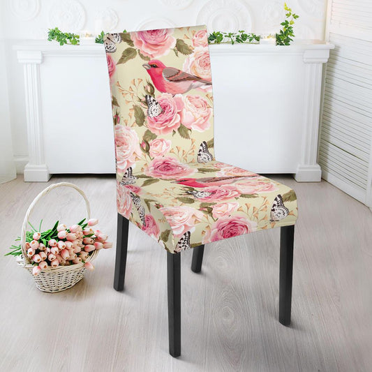 Bird Butterfly Pink Flower Print Pattern Dinning Chair Slipper-JTAMIGO.COM