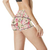 Bird Butterfly Pink Flower Print Pattern High Waisted Spandex Shorts-JTAMIGO.COM