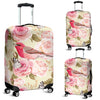 Bird Butterfly Pink Flower Print Pattern Luggage Cover Protector