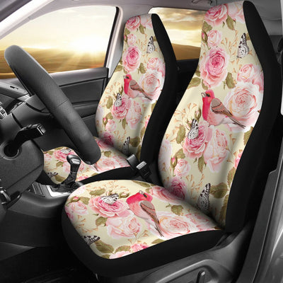 Bird Butterfly Pink Flower Print Pattern Universal Fit Car Seat Covers