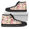 Bird Butterfly Pink Flower Print Pattern Women High Top Shoes