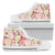 Bird Butterfly Pink Flower Print Pattern Women High Top Shoes