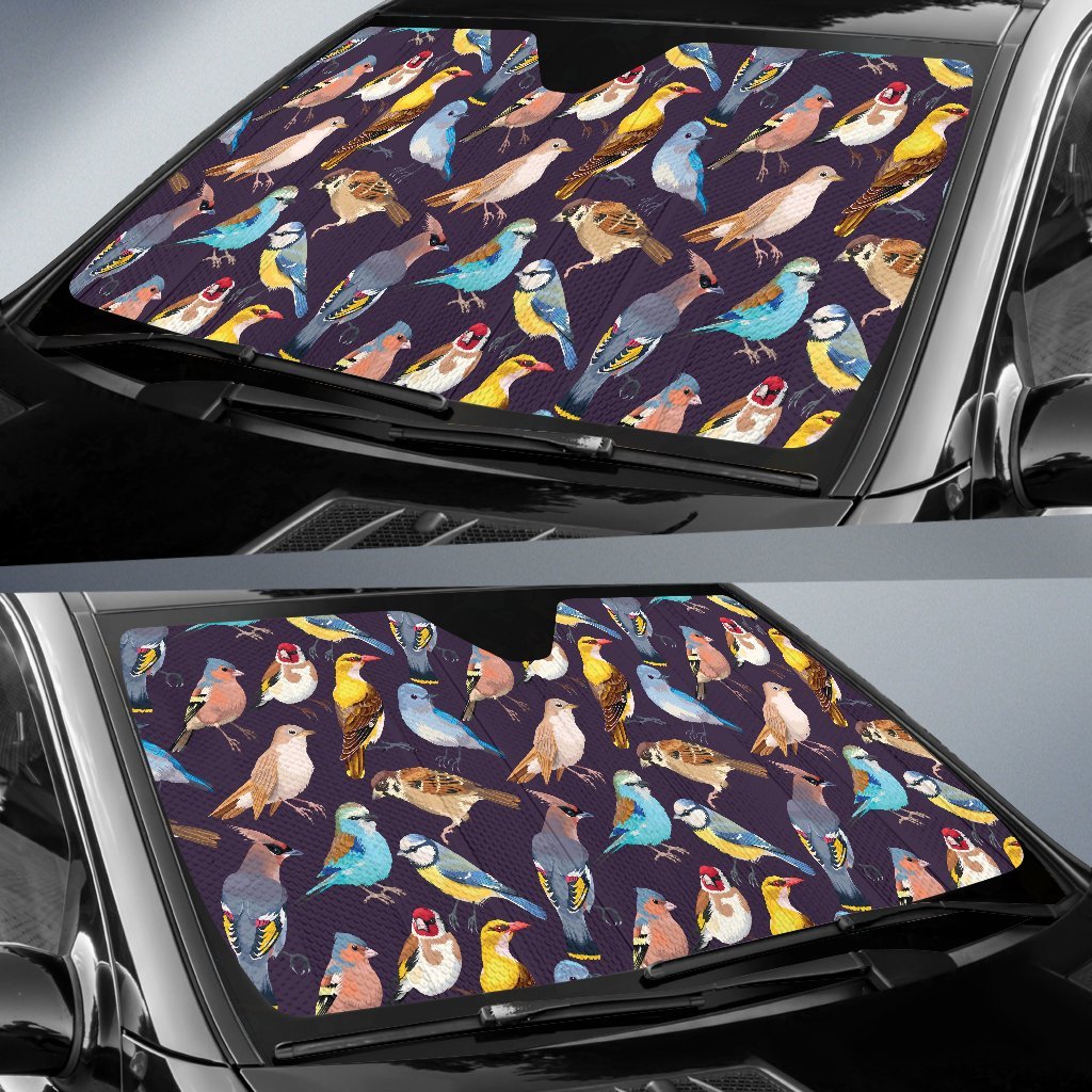 Bird Cute Print Pattern Car Sun Shade For Windshield