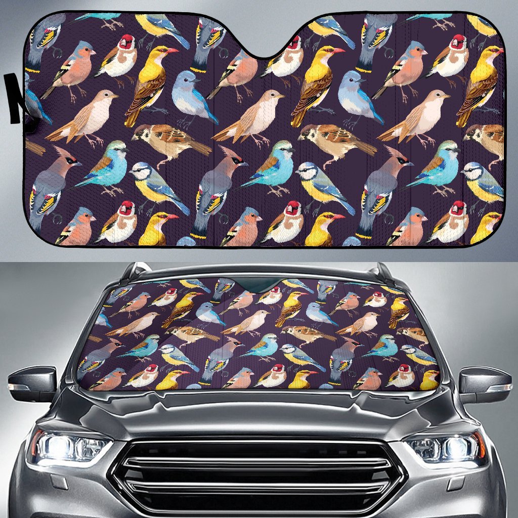 Bird Cute Print Pattern Car Sun Shade For Windshield